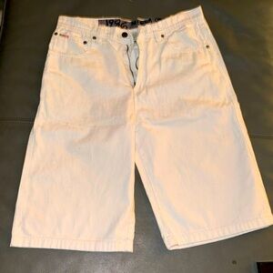 White jean shorts
